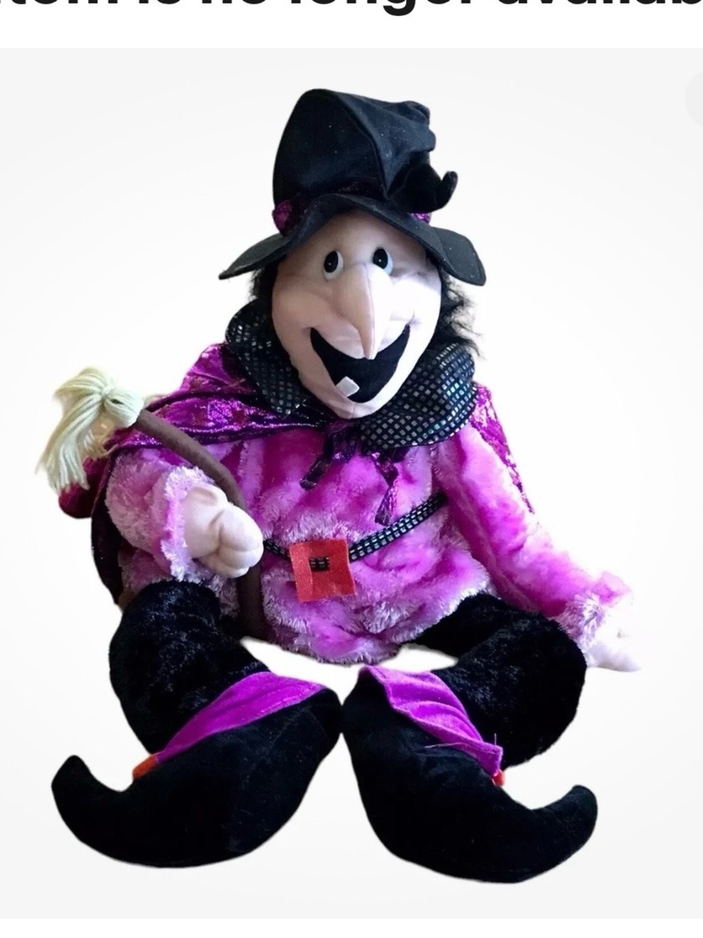 Vintage Halloween Witch Poseable Plush  28" Kids Of America Cape
Broomstick 2004